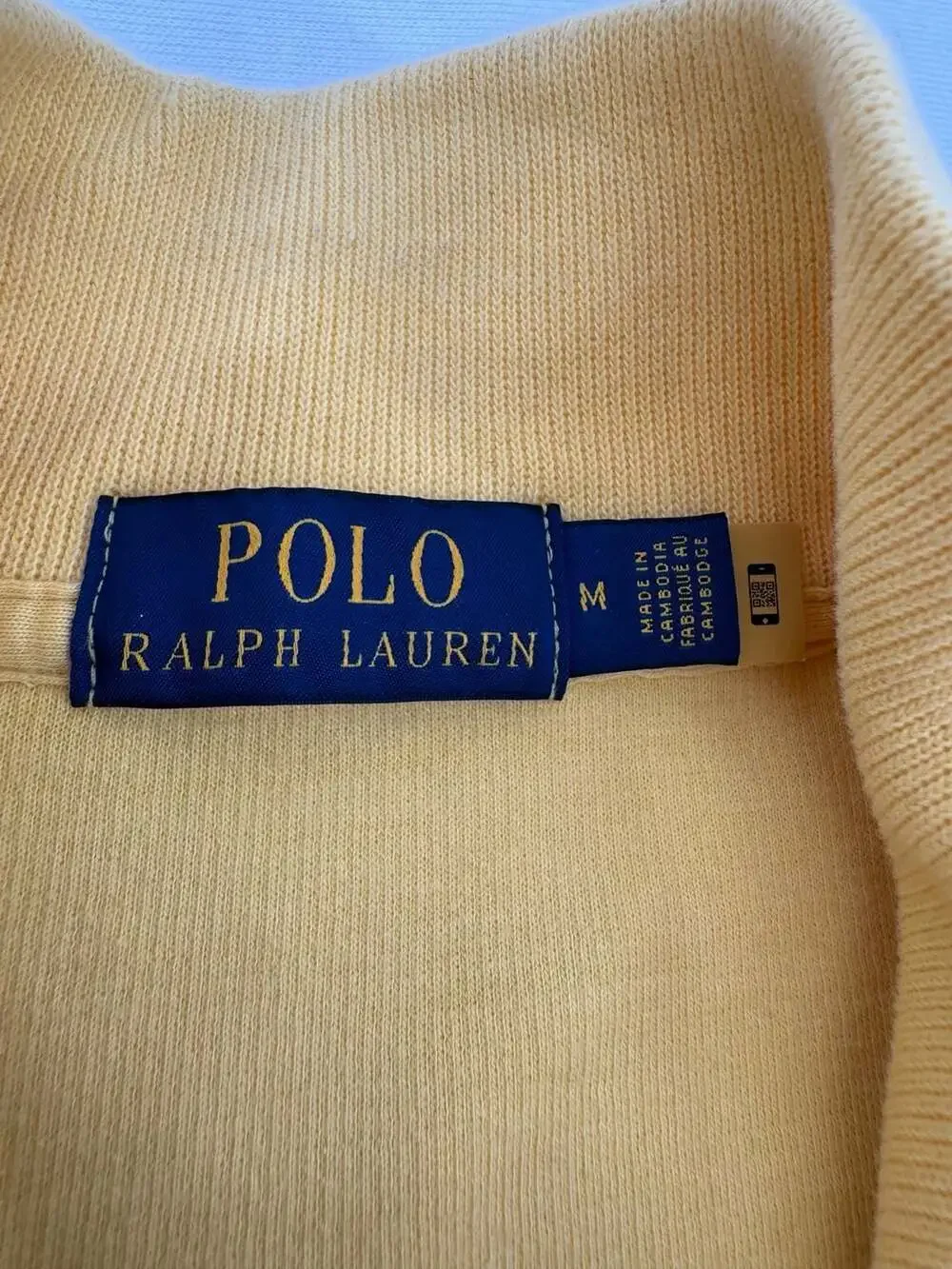 Polo Ralph Lauren Quarter Zip Sweater Size M Yellow Cotton